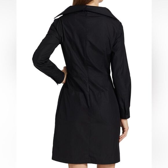 NWT Max Mara Squaw Gathered Cotton Poplin Shirt Dress Black Size 6 - Picture 6 of 16